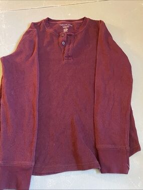 American Eagle Outfitters Long-Sleeve Henley Top - Maroon